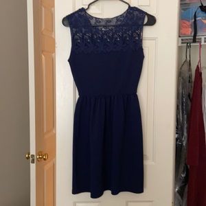 Navy Blue Dress with Lace